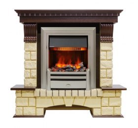 Каминокомплект Pierre Luxe - Темный дуб / Шампань (Высота 1050мм) с очагом Chesford