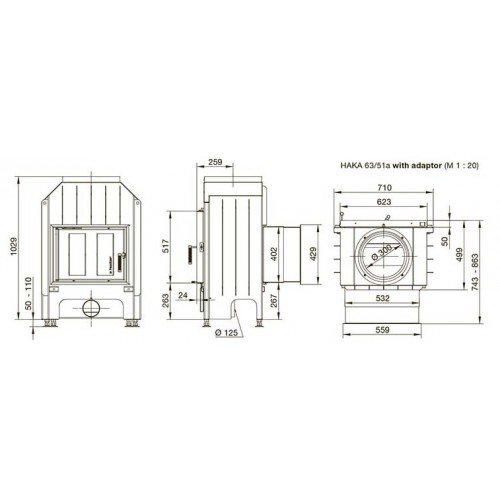 Каминная топка Hoxter Haka 63/51a Адаптер под аккумулятивные кольца HOXTER