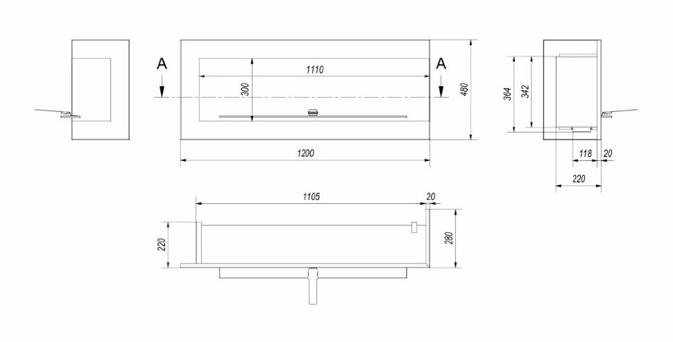 Биокамин Kratki DELTA P/1200 TUV