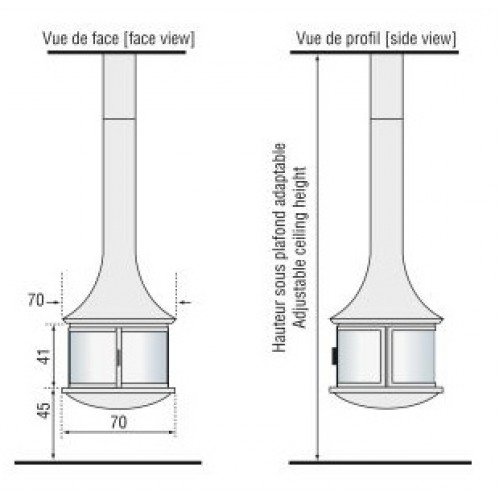 Камин JC Bordelet Lea 998 Centrale (центральный со стеклом)