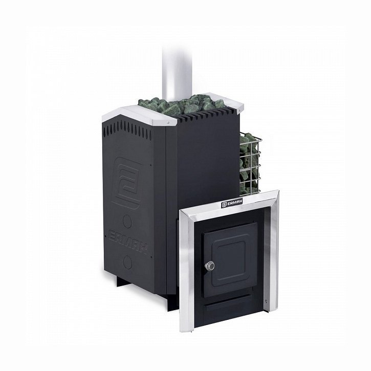 Дровяная печь для бани Ермак 16 Стандарт (Сталь) с сеткой каменкой