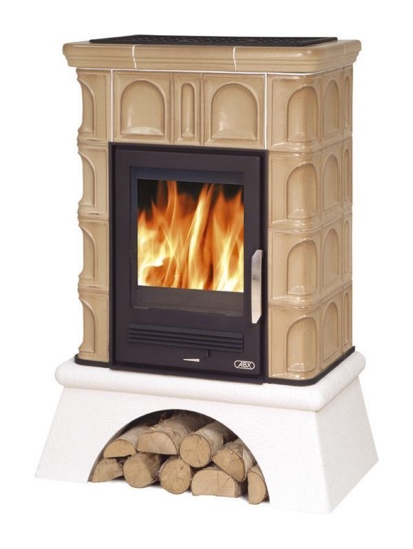 Кафельная печь-камин ABX Britania K (белый цоколь)