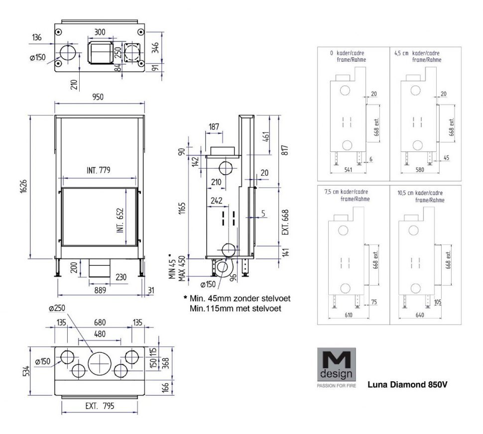 Каминная топка Луна 850 V Даймонд / Luna 850 V Diamond