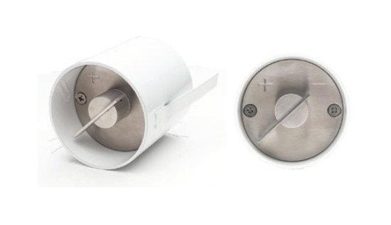 Ручка шибера круглая D65 мм углубленная D3 - Кожух белый, корпус и ручка нержавеющая сталь CB-tec