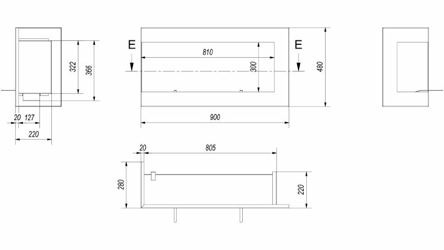 Биокамин Kratki DELTA L/900 TUV