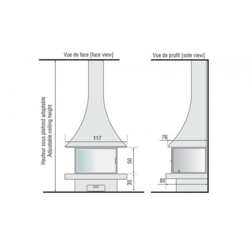 Камин JC Bordelet Julietta 985 murale vitree (пристенный со стеклом)