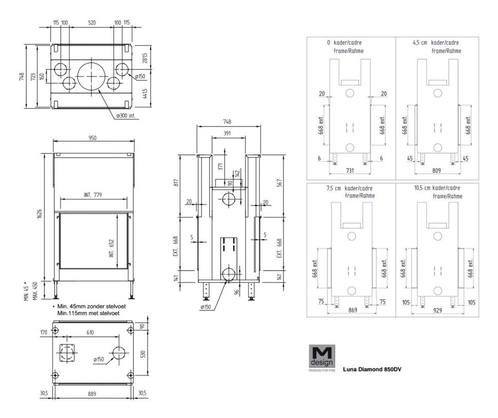 Каминная топка Луна 850 DV Даймонд / Luna 850 DV Diamond