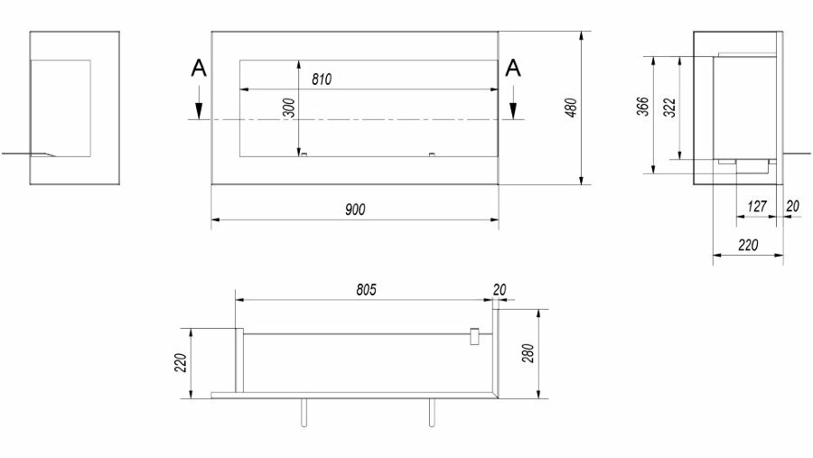 Биокамин Kratki DELTA P/900 TUV