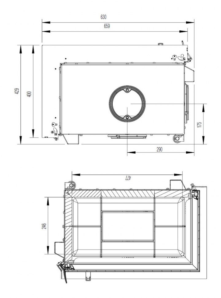Каминная топка Austroflamm 63x40x42 K R, стекло справа