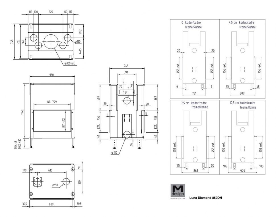 Каминная топка Луна 850 DH Даймонд / Luna 850 DH Diamond
