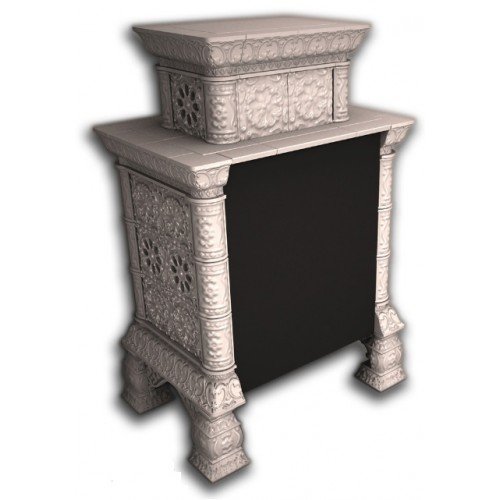 Каминная облицовка КимрПечь Кострома декоративная пристенная двухъярусная Белый