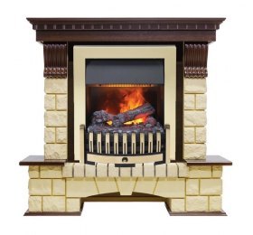 Каминокомплект Pierre Luxe - Темный дуб / Шампань (Высота 1050мм) с очагом Danville Brass FB2