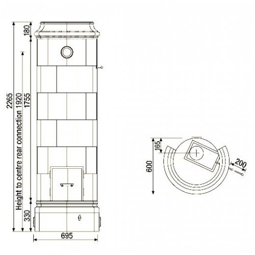 Каменная печь Keddy Christineberg, White + латунь, заднее подкл.