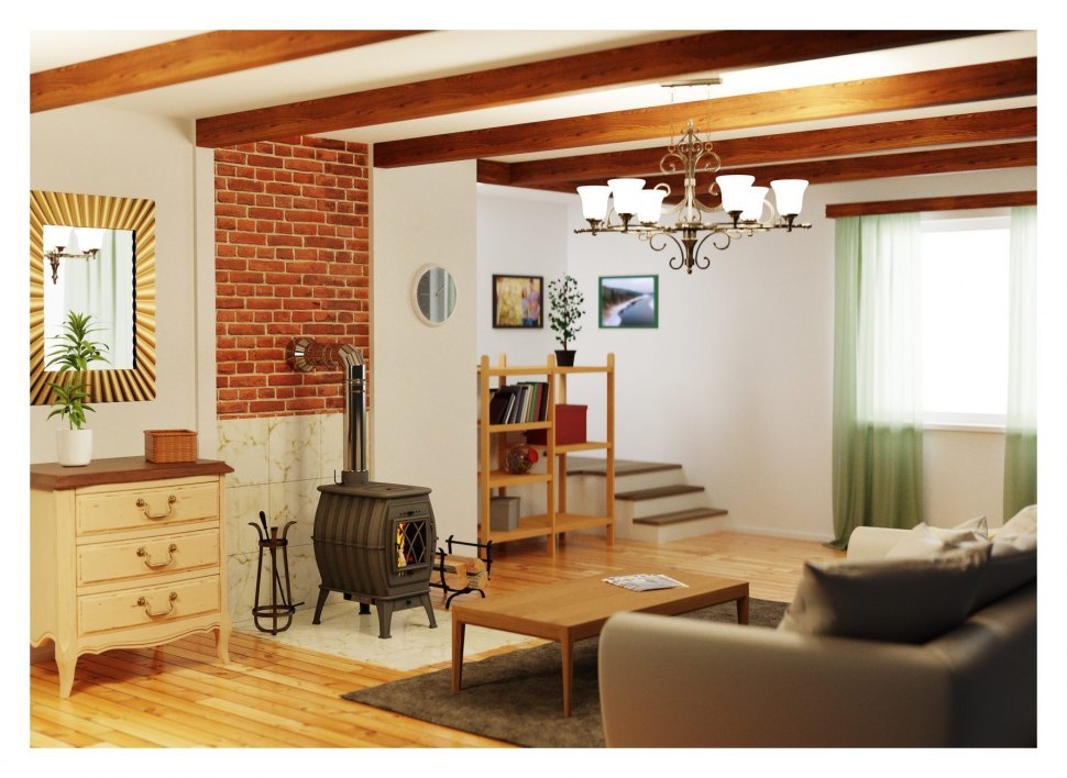 Чугунная дровяная печь камин Бахта