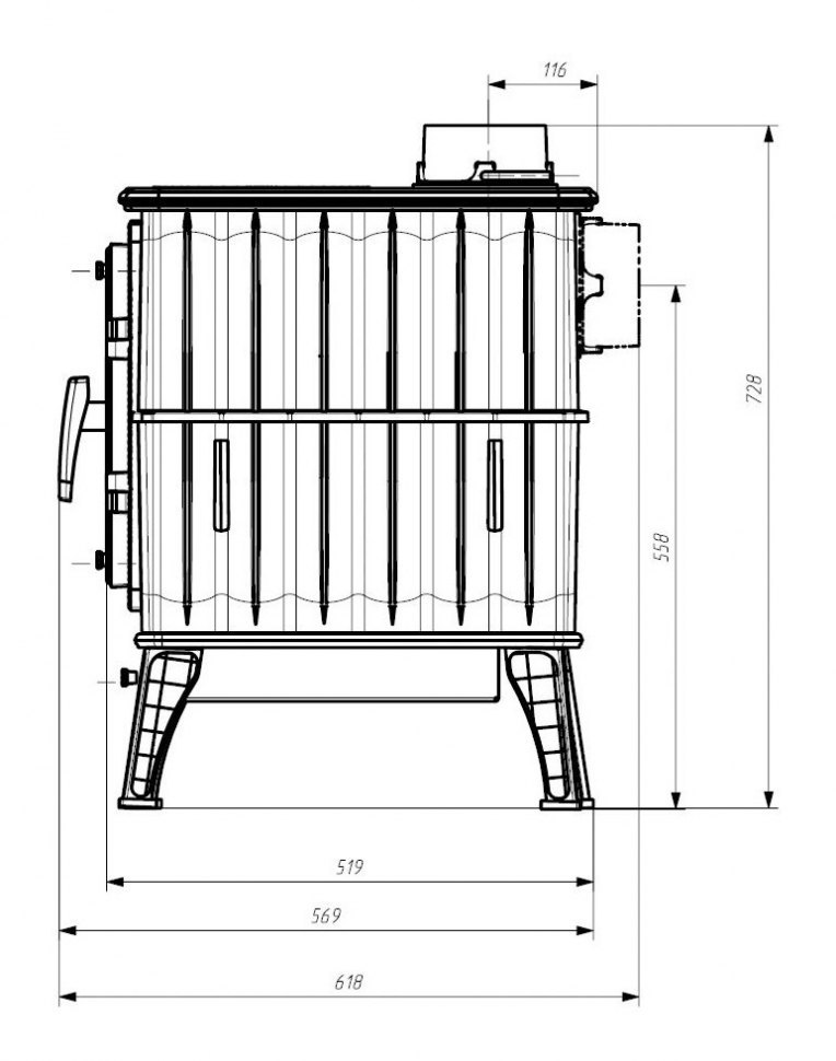 Чугунная дровяная печь камин Бахта