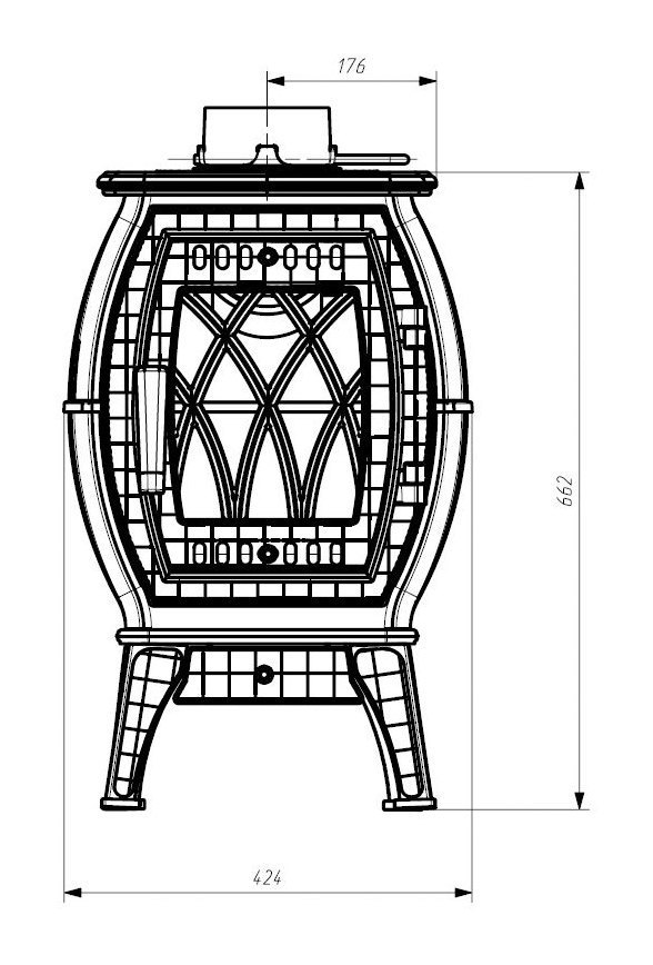 Чугунная дровяная печь камин Бахта