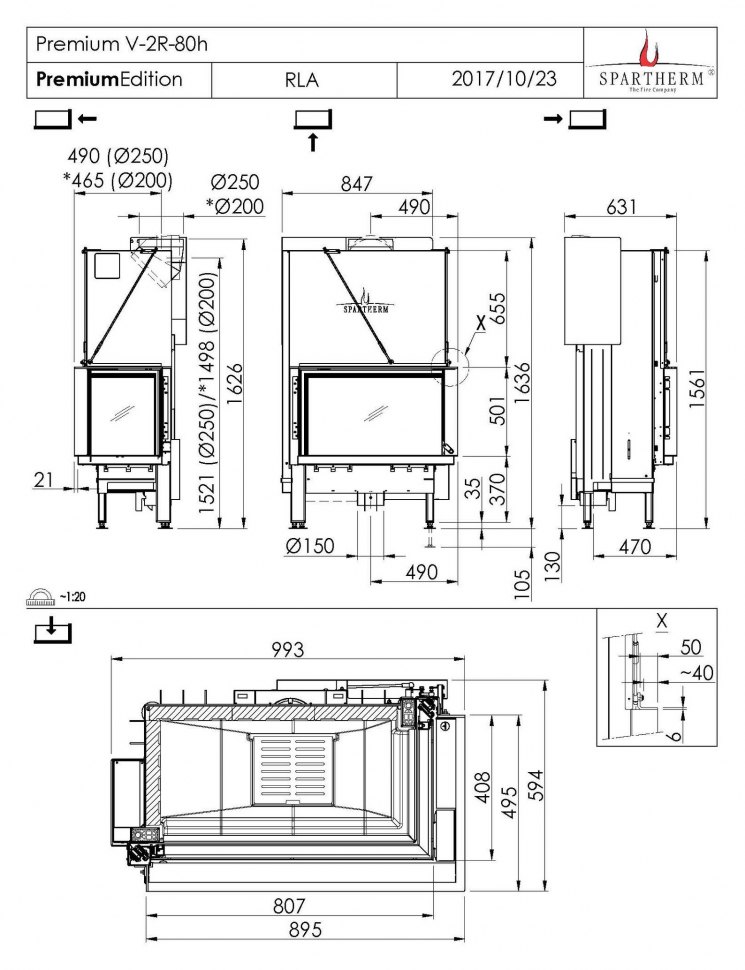 Каминная топка Spartherm Premium V-2R-80h
