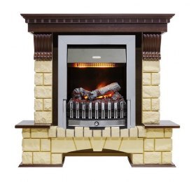 Каминокомплект Pierre Luxe - Темный дуб / Шампань (Высота 1050мм) с очагом Danville Chrome FB2