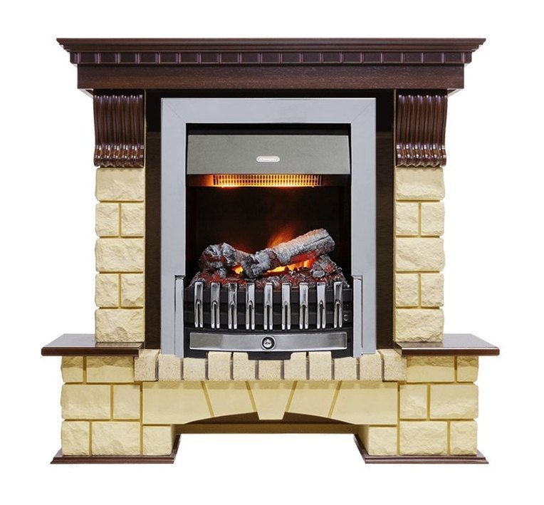 Каминокомплект Pierre Luxe - Темный дуб / Шампань (Высота 1050мм) с очагом Danville Chrome FB2