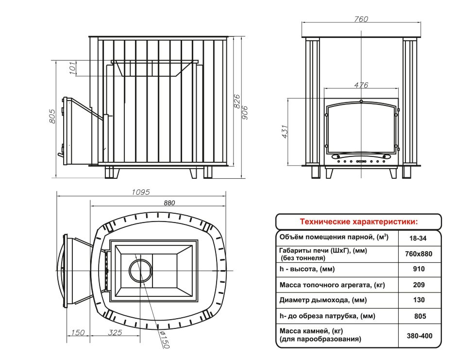 Дровяная печь ИнжКомЦентр ВВД Калита Дружина