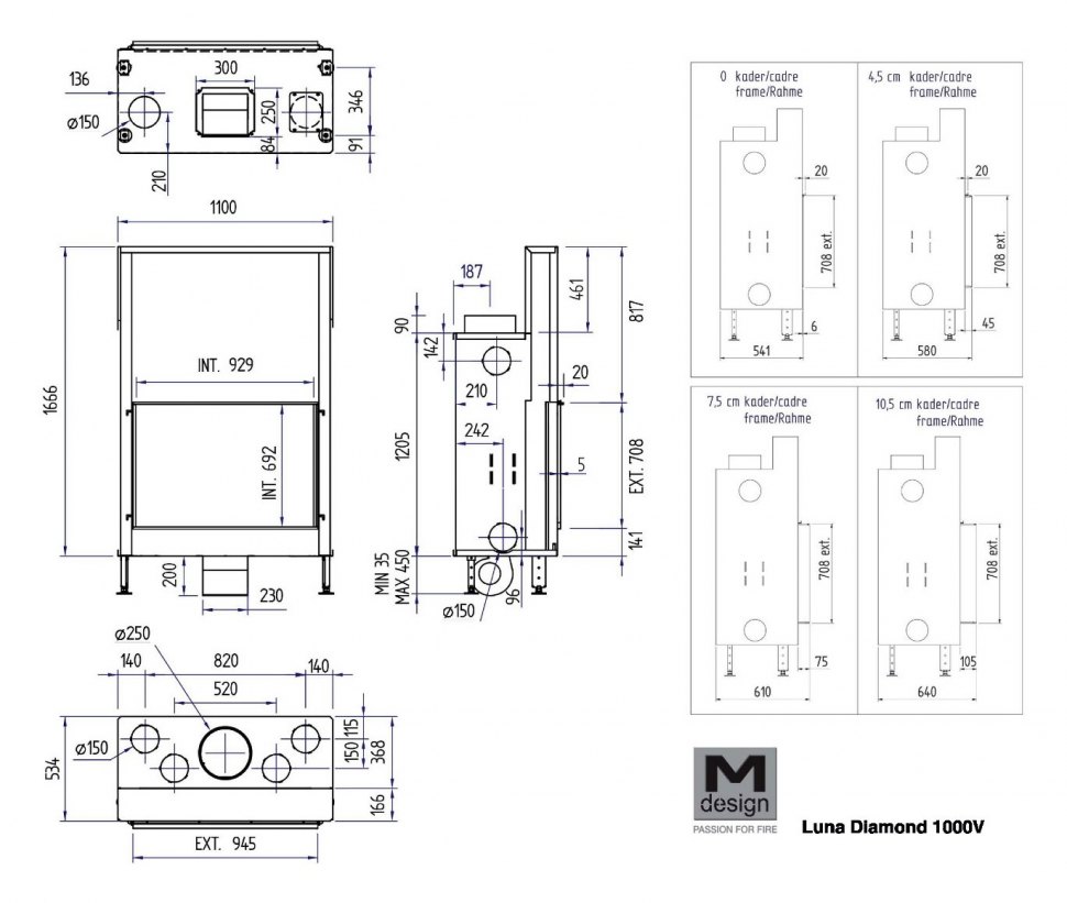 Каминная топка Луна 1000 V Даймонд / Luna 1000 V Diamond