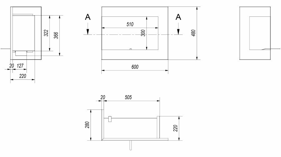 Биокамин Kratki DELTA L 600 TUV