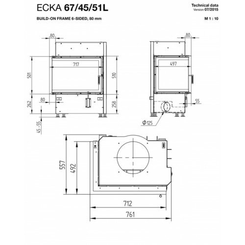Каминная топка Hoxter Ecka 67/45/51L(R) Стальной теплообменник 45°