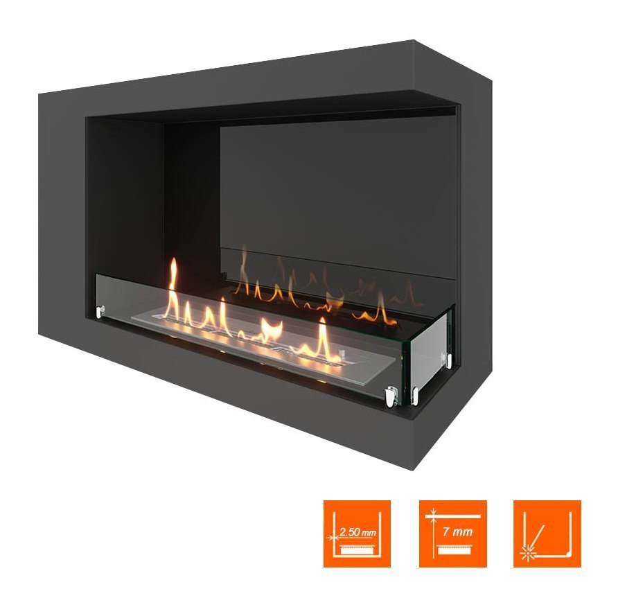 Биокамин угловой SteelHeat LONG 800 правый (Стекло + Стемалит)