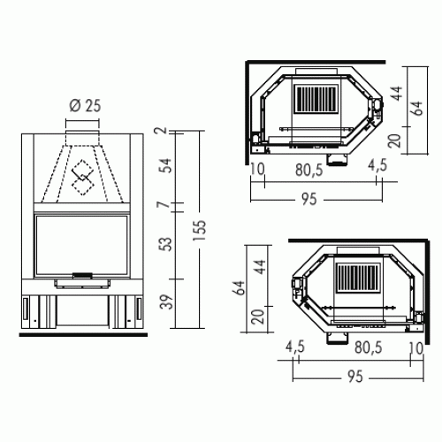 Каминная топка Edilkamin Tekno 2 UP N dx