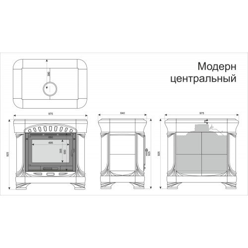 Каминная облицовка КимрПечь Модерн центральная Шоколад