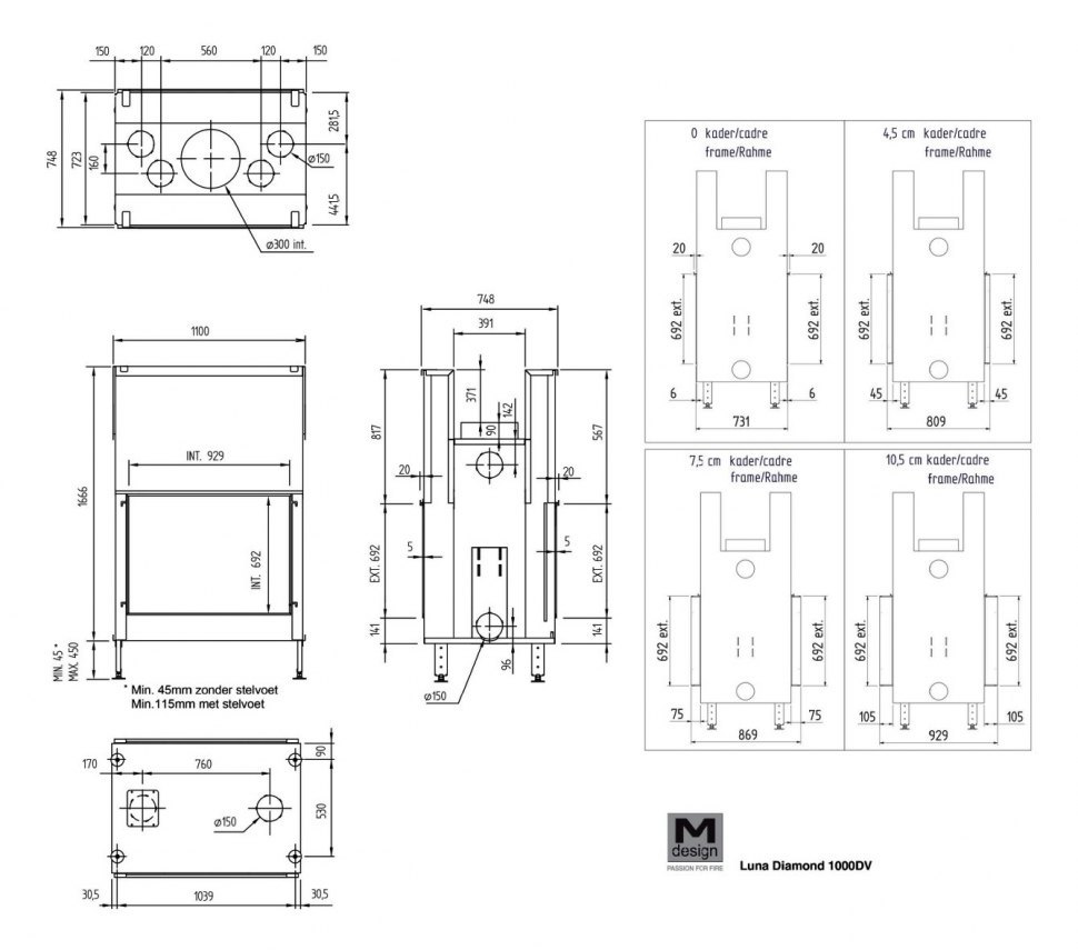 Каминная топка Луна 1000 DV Даймонд / Luna 1000 DV Diamond