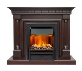 Каминокомплект Dallas - Темный дуб с очагом Brookline Black