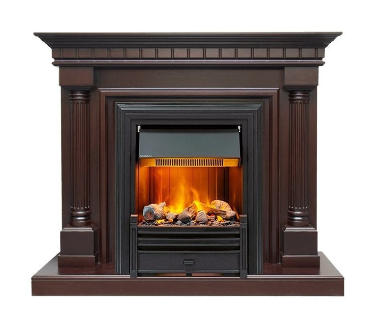 Каминокомплект Dallas - Темный дуб с очагом Brookline Black