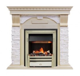Каминокомплект Dublin - Слоновая кость с патиной / Сланец крем с очагом Cavendish