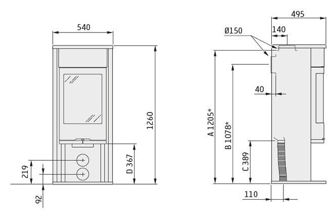 Печь-камин Contura 610G:5 Style (белая)