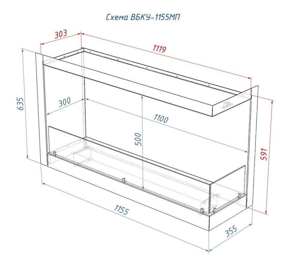 Биокамин Lux Fire Угловой 1155 M правый угол