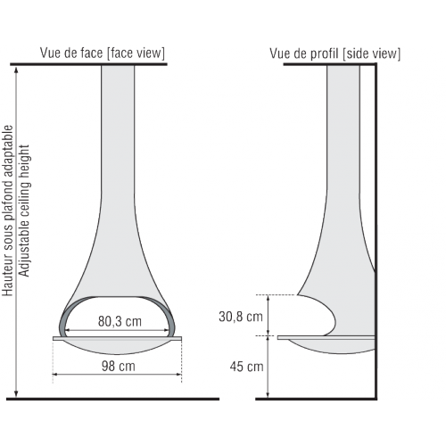 Камин JC Bordelet Tatiana 997 Murale (пристенный открытый)