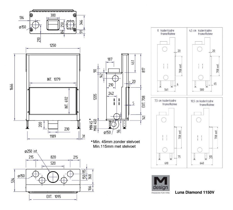 Каминная топка Луна 1150 V Голд+, Даймонд / Luna 1150 V Gold+, Diamond