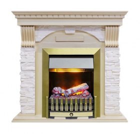 Каминокомплект Dublin - Слоновая кость с патиной / Сланец крем с очагом Danville Antique Brass FB2