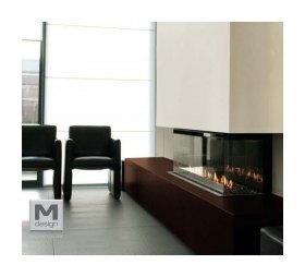 Каминная топка газовая M-Design Luna 1000 DC Diamond gas, чугунные внутренние стенки