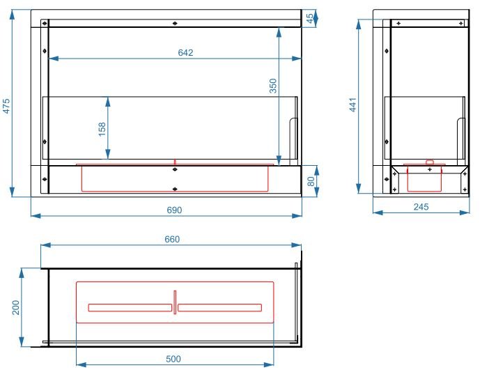 Биокамин Lux Fire Угловой 690 S правый угол