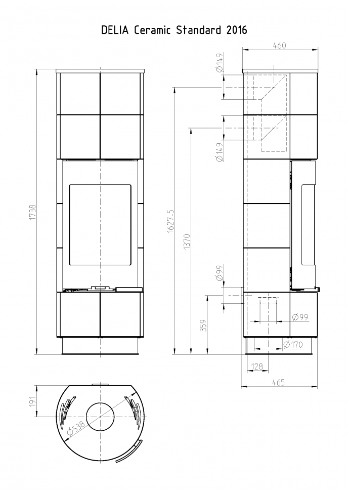 Печь-камин Thorma DELIA Standard Ceramic, слоновая кость