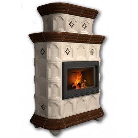 Каминная облицовка КимрПечь Истра пристенная двухъярусная Шоколад