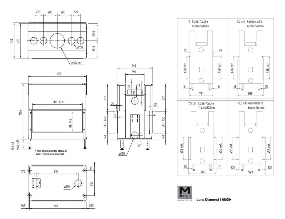 Каминная топка Луна 1150 DH Даймонд / Luna 1150 DH Diamond