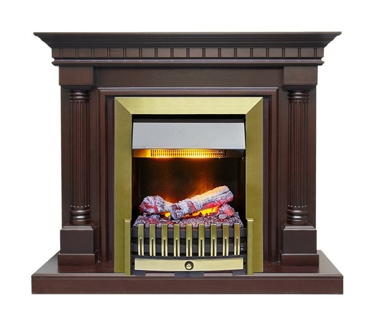 Каминокомплект Dallas - Темный дуб с очагом Danville Antique Brass FB2