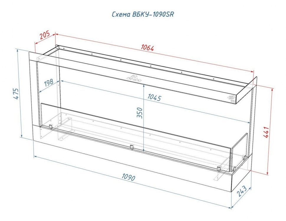 Биокамин Lux Fire Угловой 1090 S правый угол