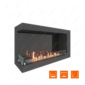 Биокамин угловой SteelHeat ONE 900 левый (Стекло + Стемалит)