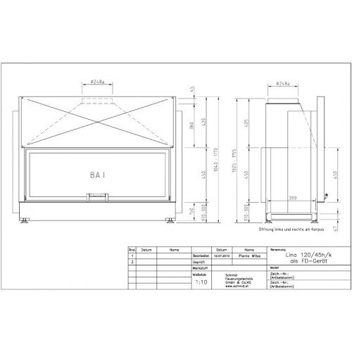 Каминная топка Schmid Lina TV 12045 h