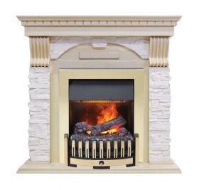 Каминокомплект Dublin - Слоновая кость с патиной / Сланец крем с очагом Danville Brass FB2