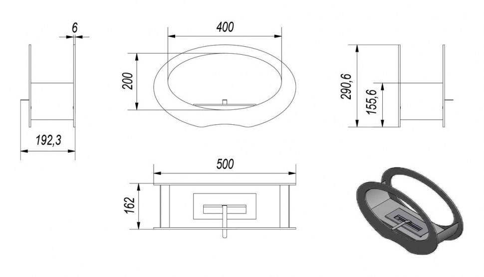 Биокамин Kratki ECHO белый TUV (настольный)